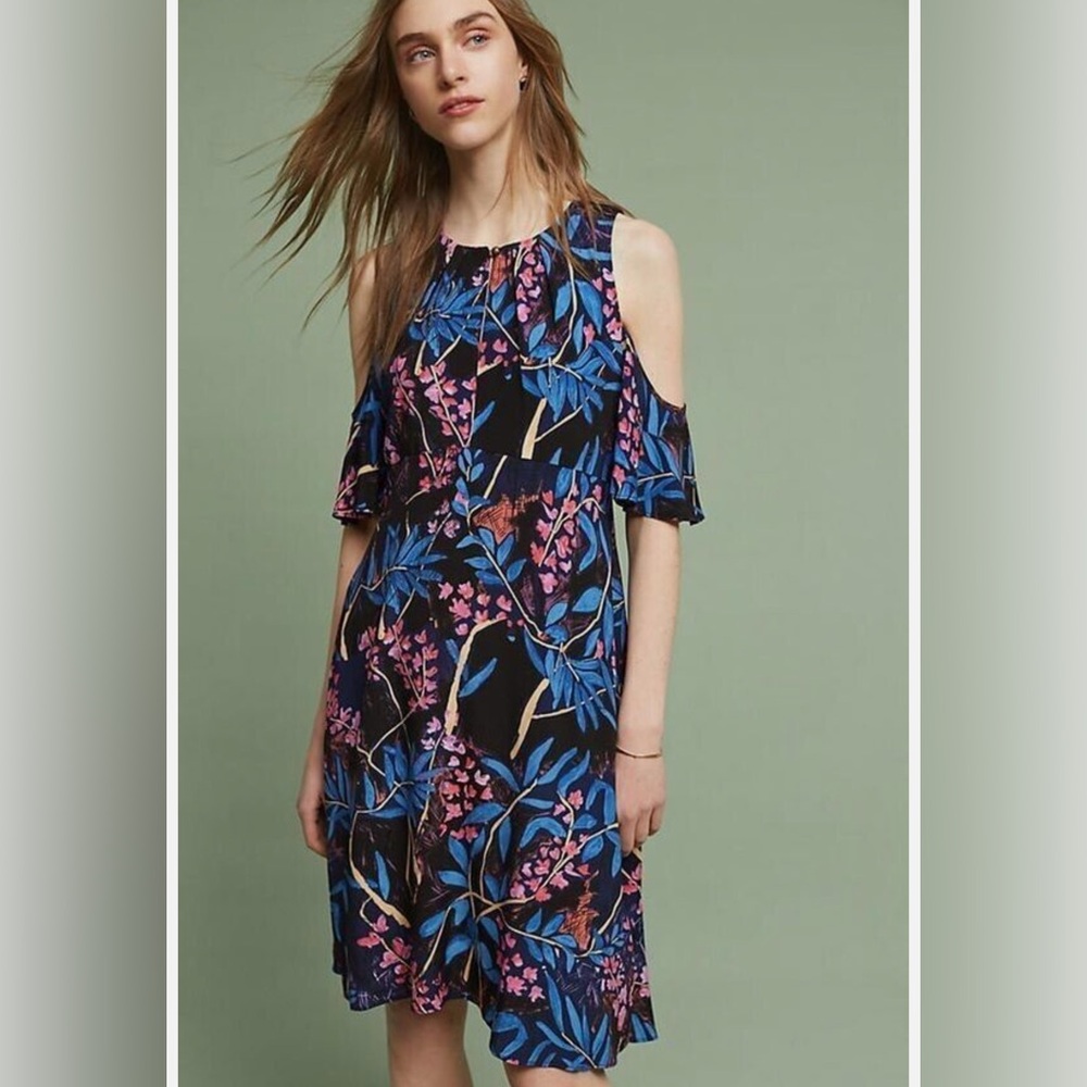 Anthropologie Maeve Elia Floral Cold Shoulder Dress